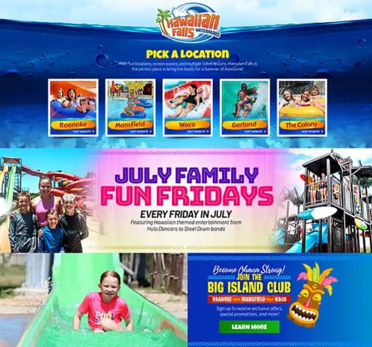 July's family fun Friday website design.