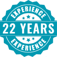 The experience 22 years experience badge.